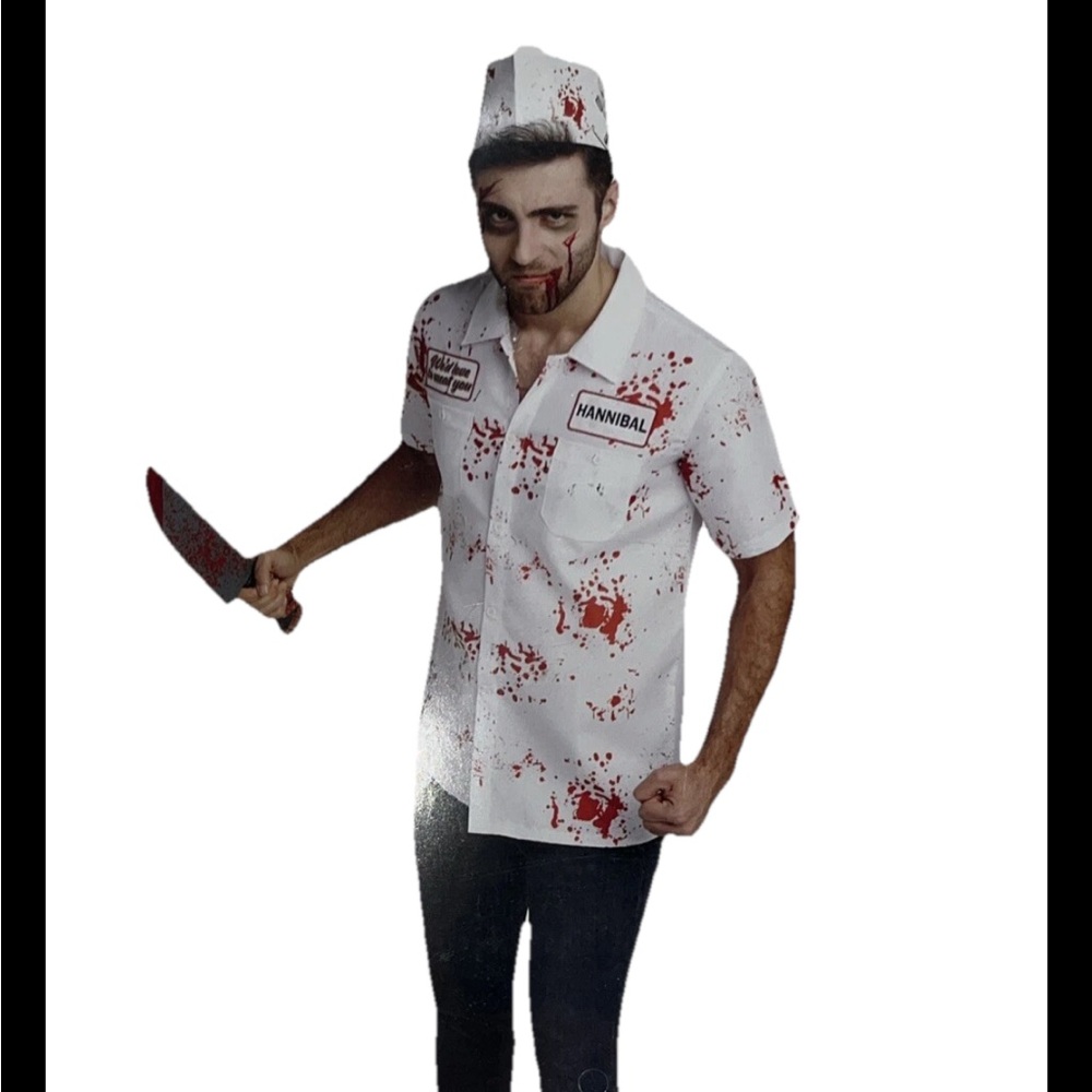 Psycho Butcher Men’s Adult Halloween costume Size Large/XL (44-46) 2 Pc Set, 2